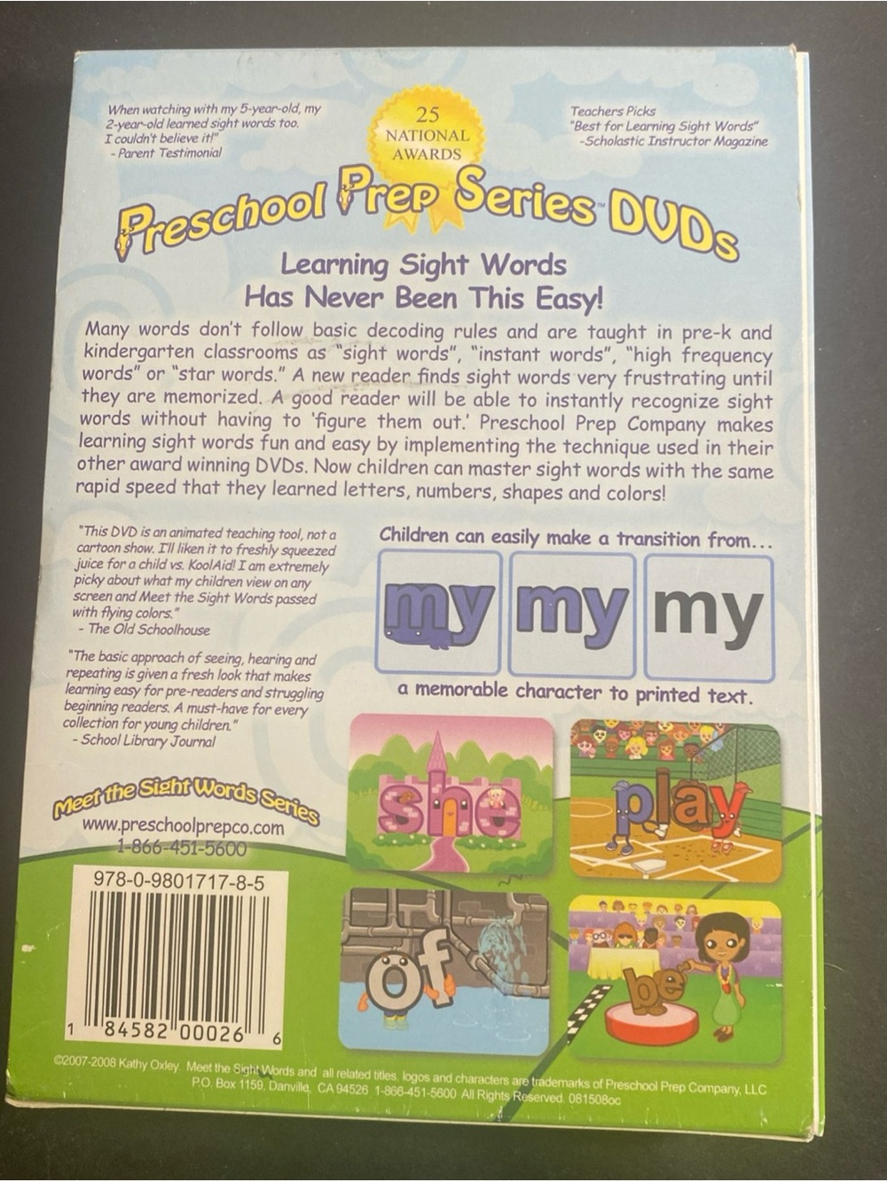 Sight Words Pack 3 DVDs Set Preschool Prep Company 2012 Home School 3 Levels